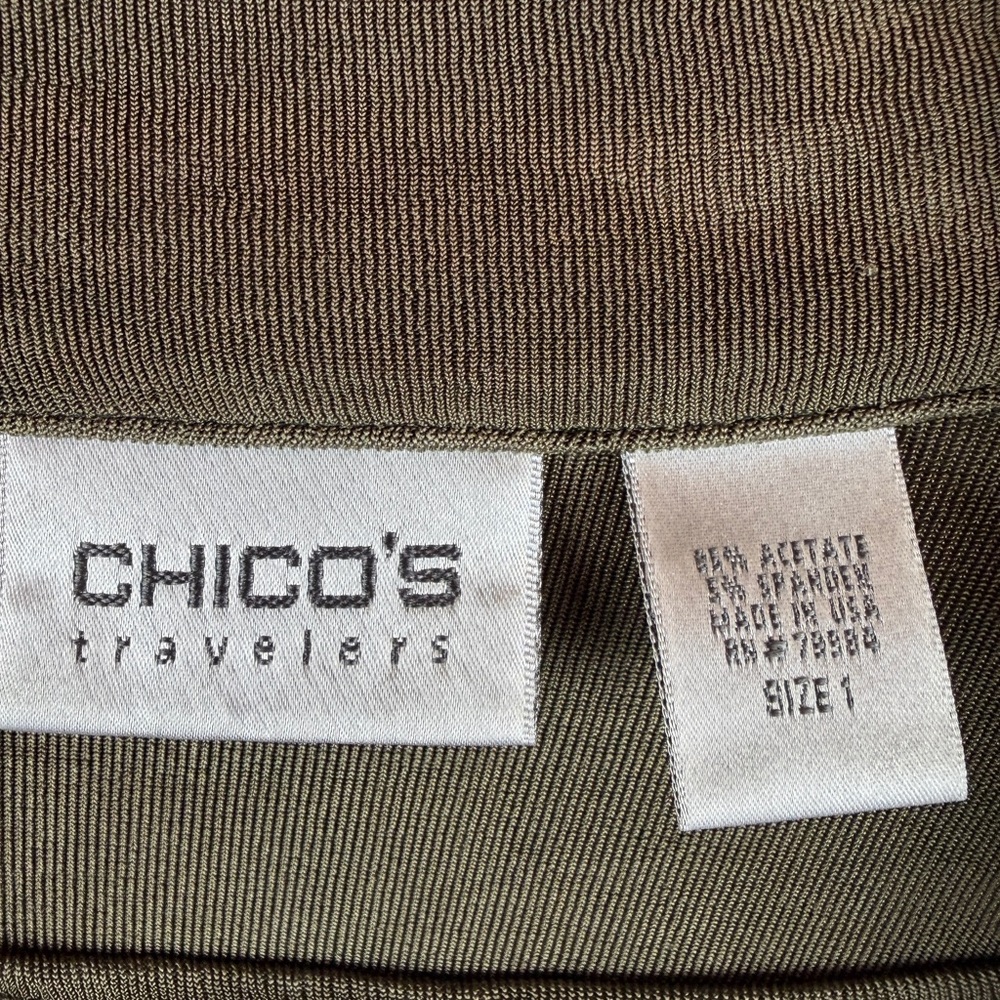 Chico’s Olive green 2 piece Travelers Set Tank & Jacket size 1 or Medium 8/10 - Picture 6 of 6